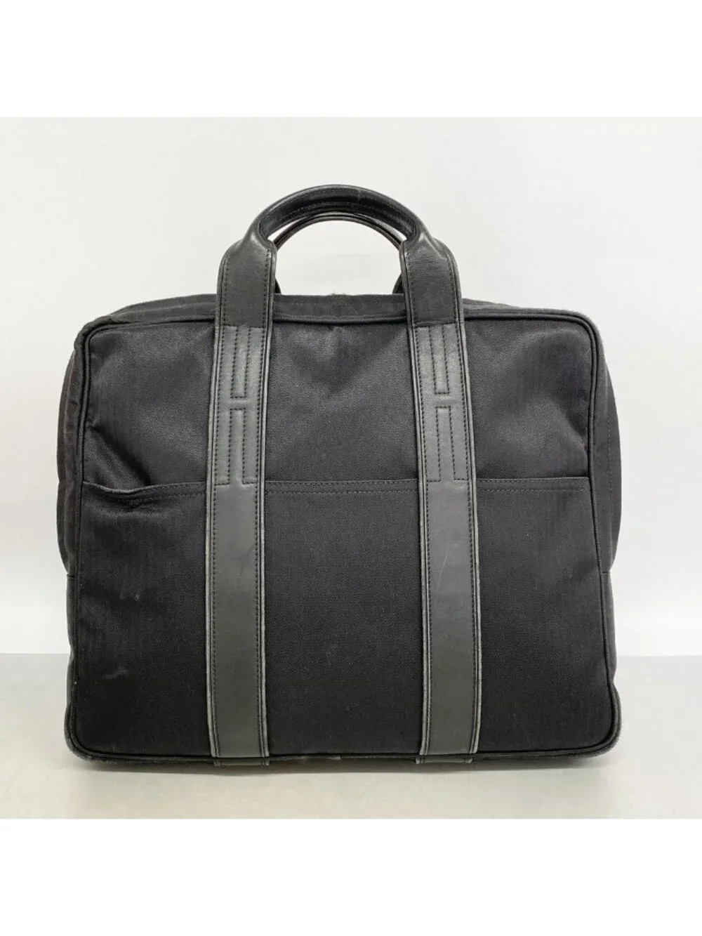 Hermes Business Bag Acapulco Odinatour Toile Chevron Black Silver 2-Way Back